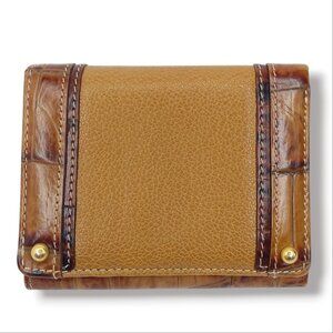 Vtg Brahmin Trifold Wallet Flat Croc Embossed Leather Sparkling Cider Barnard